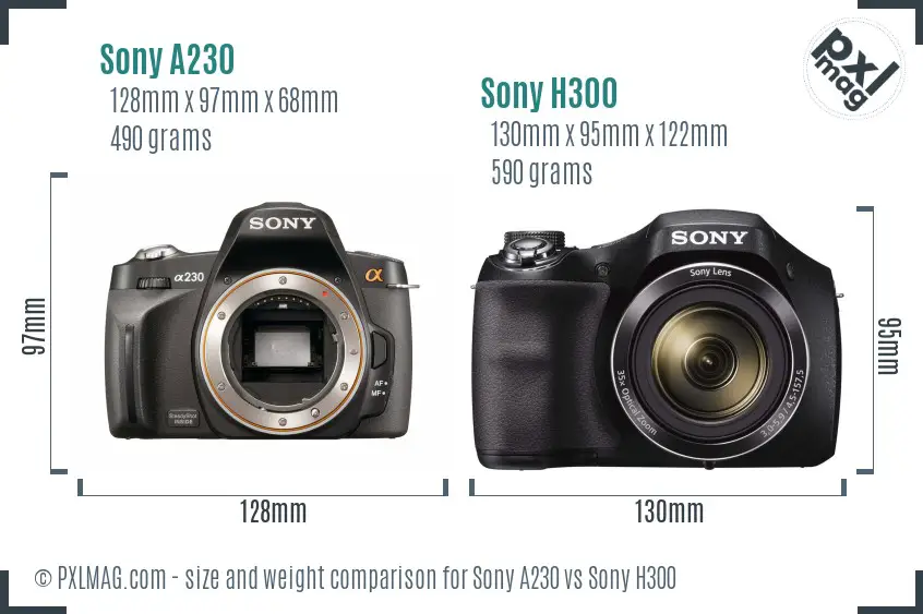 Sony A230 vs Sony H300 size comparison