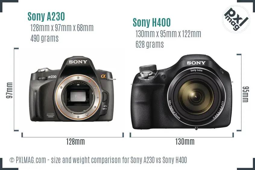 Sony A230 vs Sony H400 size comparison