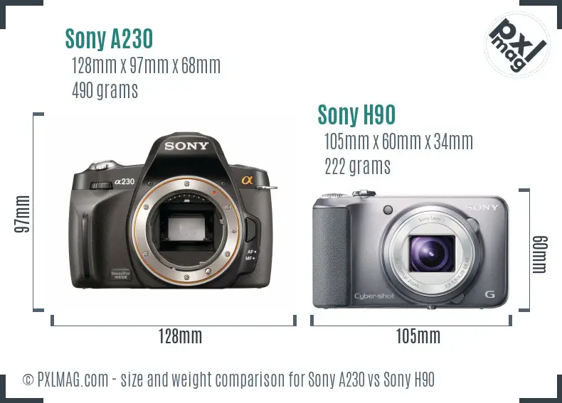 Sony A230 vs Sony H90 size comparison
