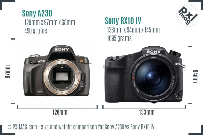 Sony A230 vs Sony RX10 IV size comparison