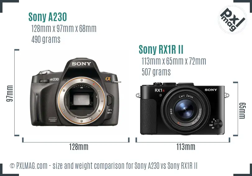 Sony A230 vs Sony RX1R II size comparison