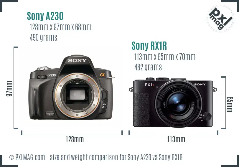 Sony A230 vs Sony RX1R size comparison