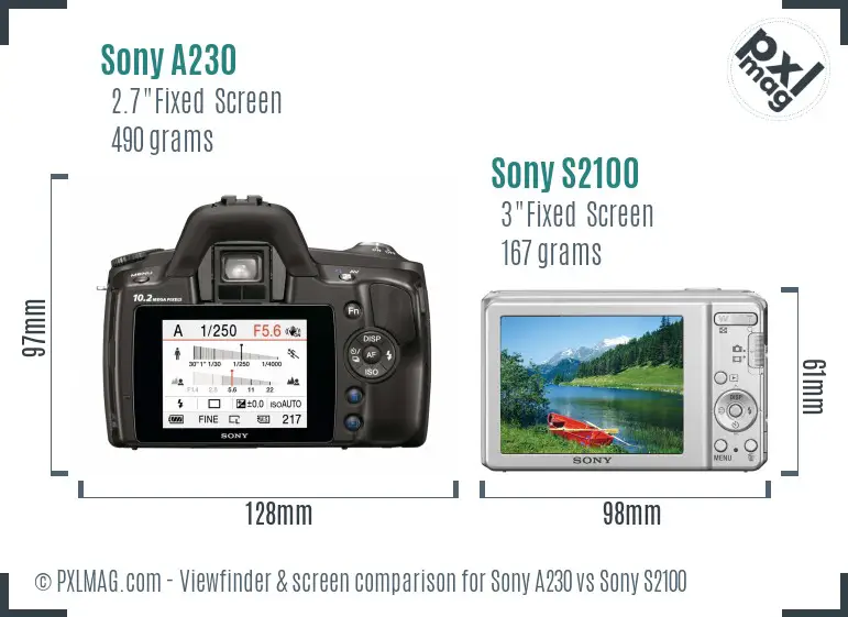 Sony A230 vs Sony S2100 Screen and Viewfinder comparison