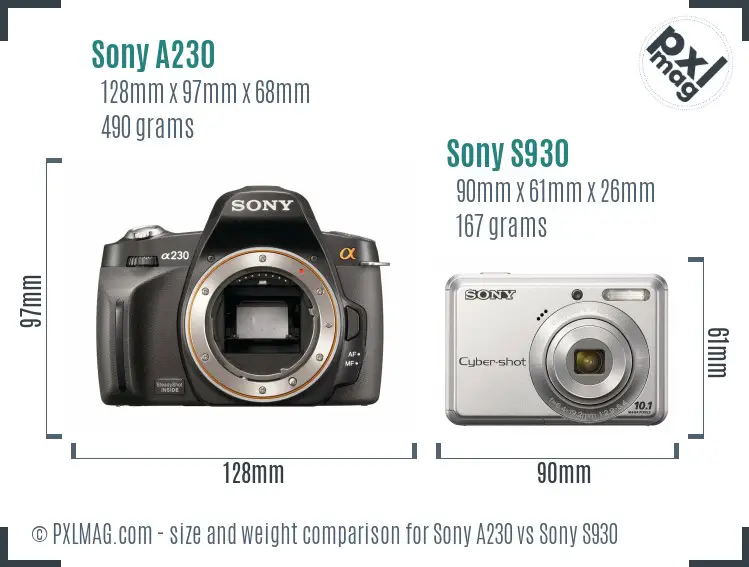Sony A230 vs Sony S930 size comparison
