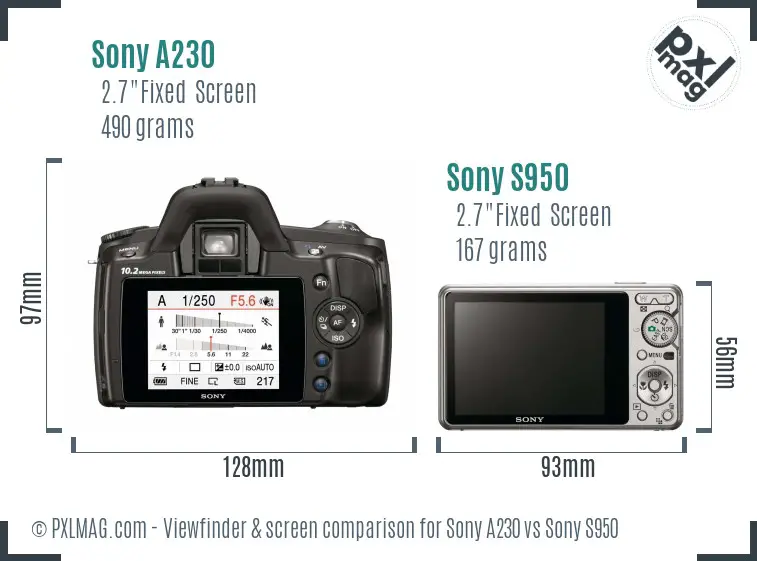 Sony A230 vs Sony S950 Screen and Viewfinder comparison