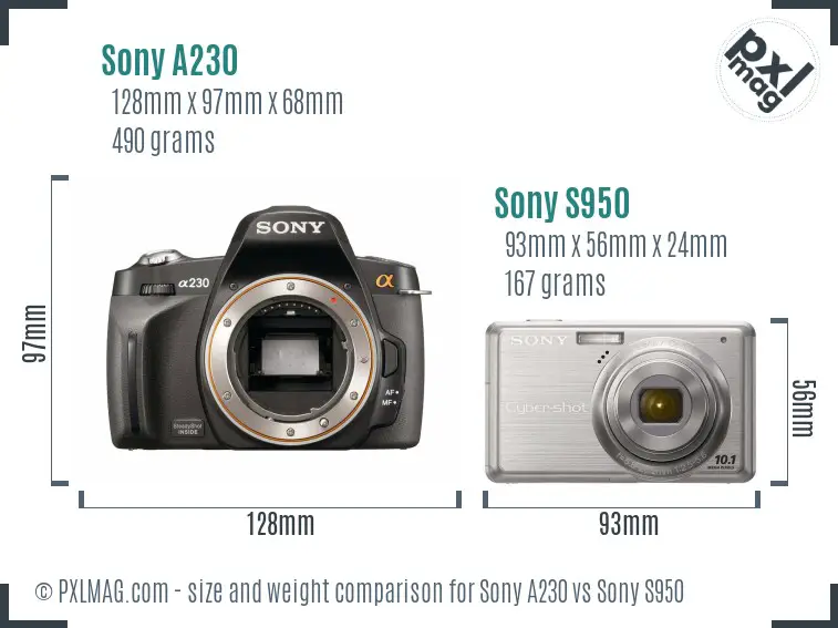 Sony A230 vs Sony S950 size comparison