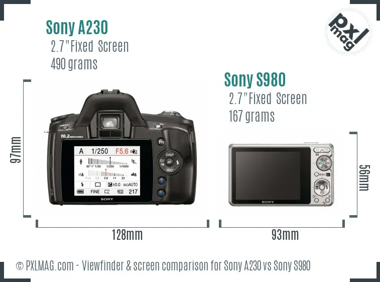 Sony A230 vs Sony S980 Screen and Viewfinder comparison