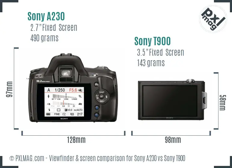 Sony A230 vs Sony T900 Screen and Viewfinder comparison