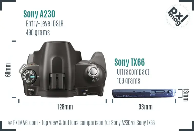 Sony A230 vs Sony TX66 top view buttons comparison