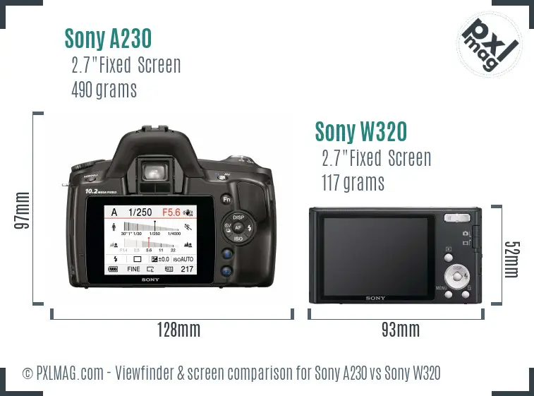 Sony A230 vs Sony W320 Screen and Viewfinder comparison