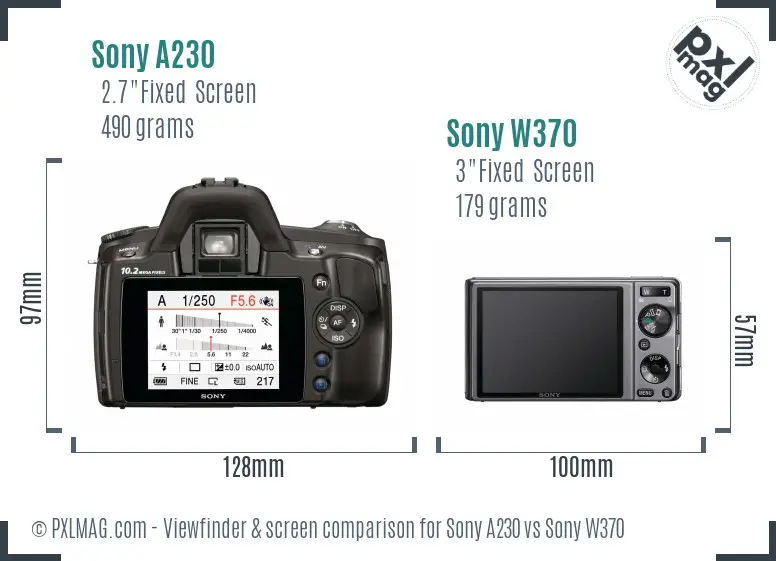 Sony A230 vs Sony W370 Screen and Viewfinder comparison