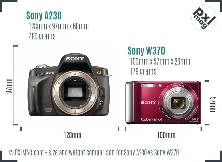 Sony A230 vs Sony W370 size comparison