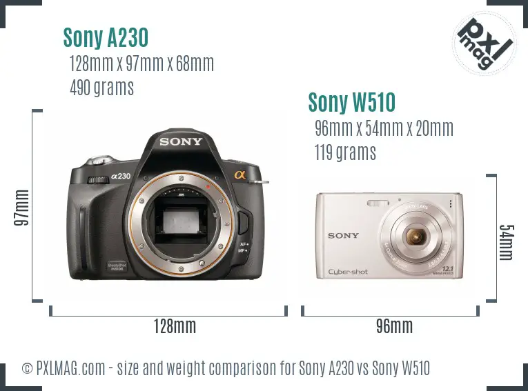 Sony A230 vs Sony W510 size comparison