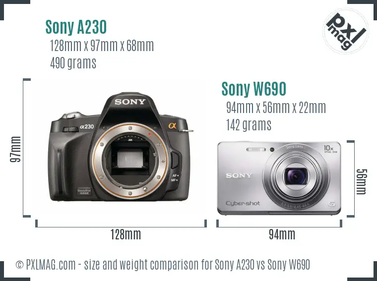 Sony A230 vs Sony W690 size comparison