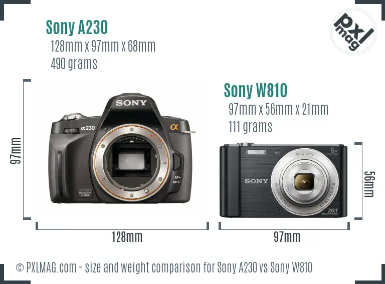 Sony A230 vs Sony W810 size comparison