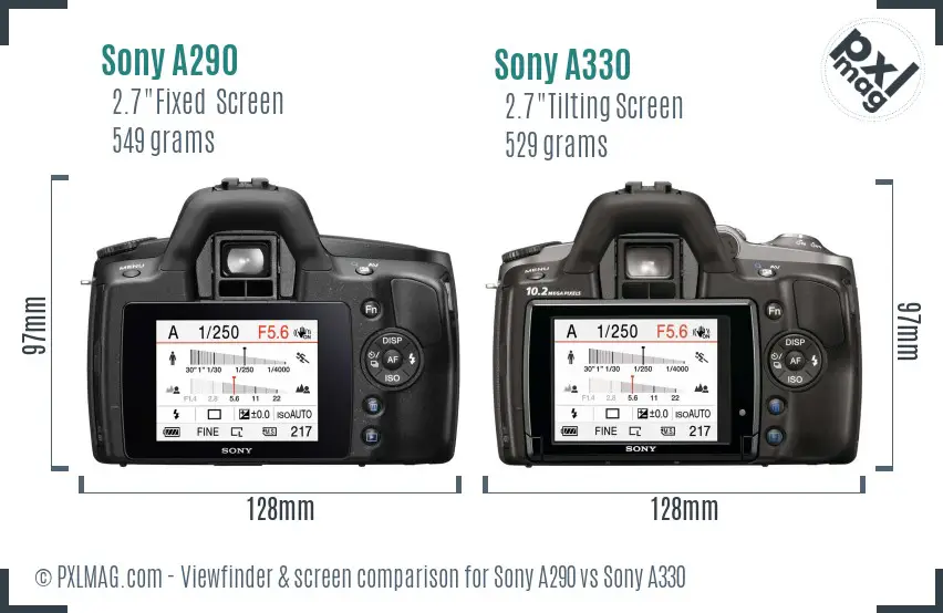 Sony A290 vs Sony A330 Screen and Viewfinder comparison