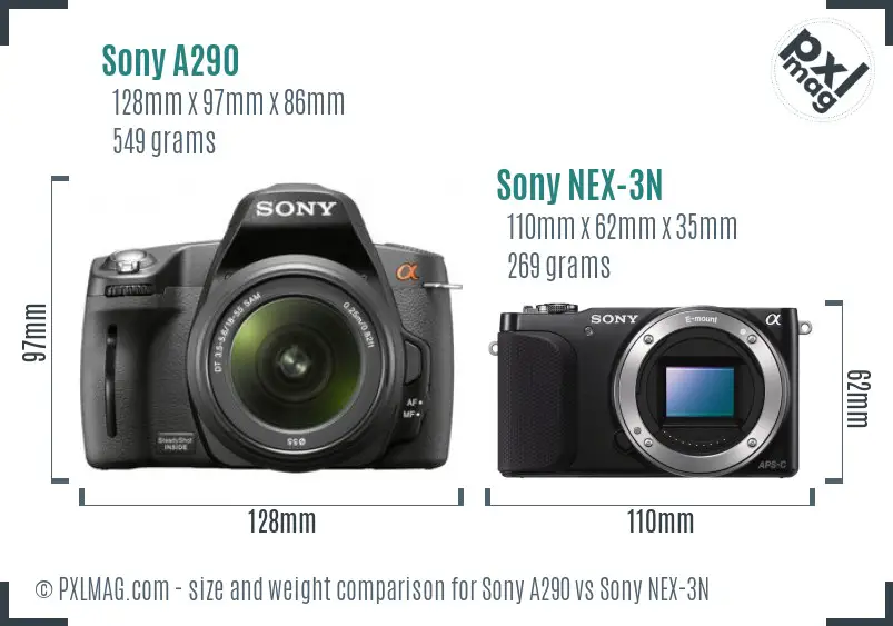 Sony A290 vs Sony NEX-3N size comparison