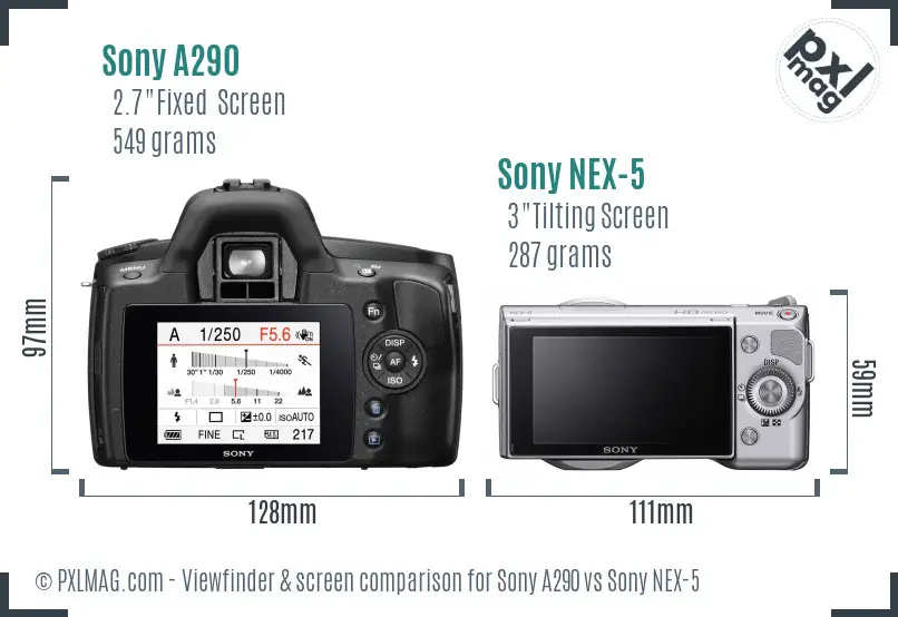 Sony A290 vs Sony NEX-5 Screen and Viewfinder comparison