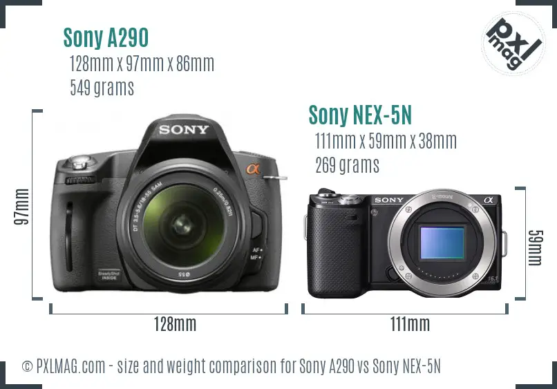 Sony A290 vs Sony NEX-5N size comparison