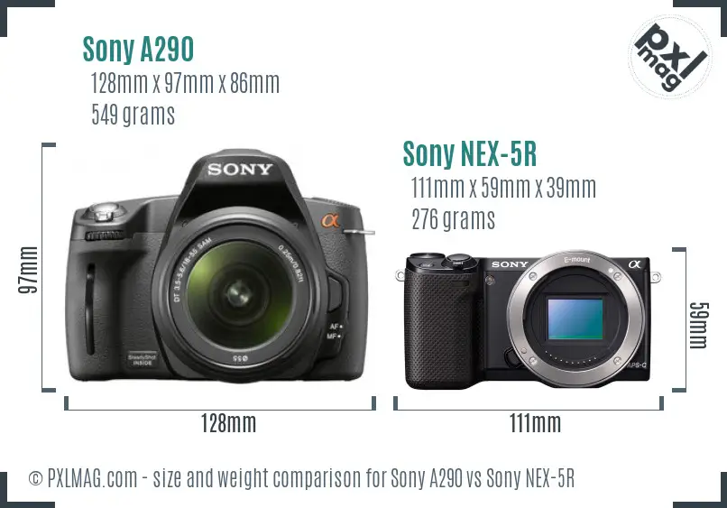 Sony A290 vs Sony NEX-5R size comparison