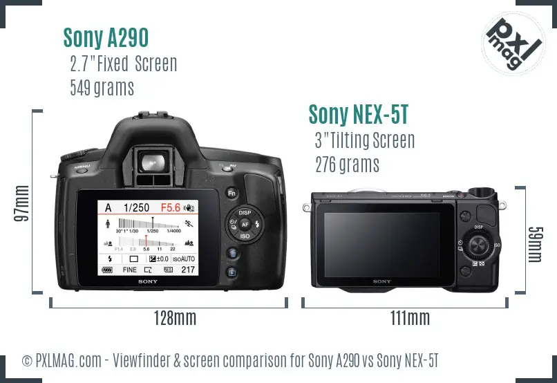 Sony A290 vs Sony NEX-5T Screen and Viewfinder comparison