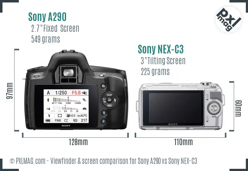 Sony A290 vs Sony NEX-C3 Screen and Viewfinder comparison