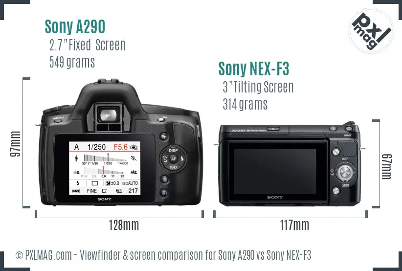 Sony A290 vs Sony NEX-F3 Screen and Viewfinder comparison