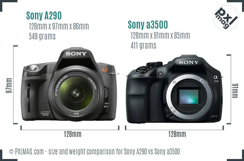 Sony A290 and Sony a3500 size comparison