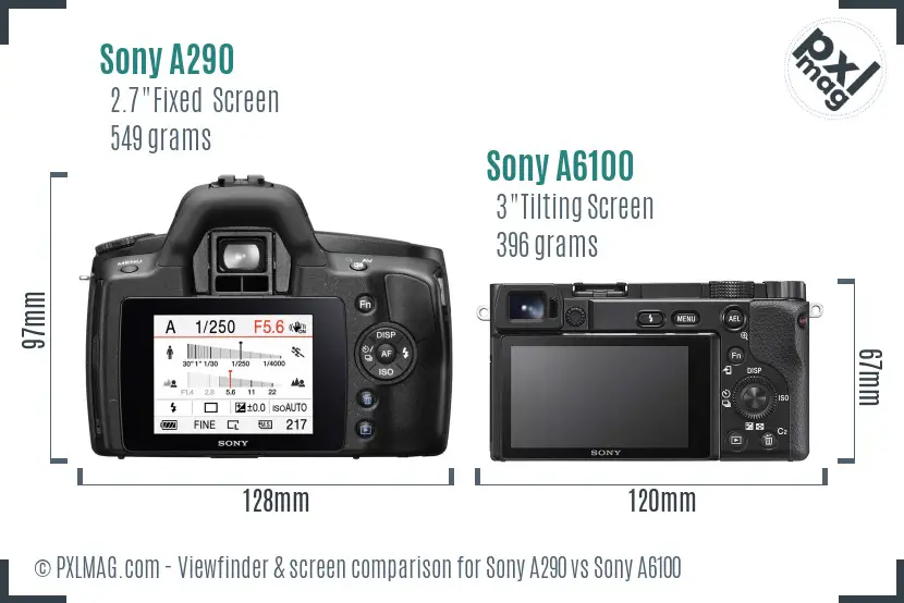 Sony A290 vs Sony A6100 Screen and Viewfinder comparison