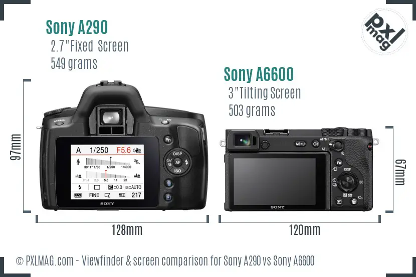 Sony A290 vs Sony A6600 Screen and Viewfinder comparison