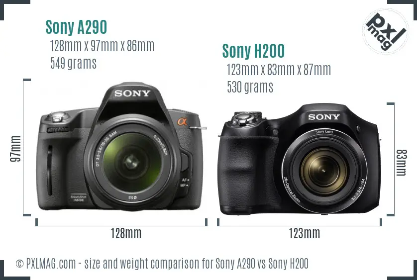 Sony A290 vs Sony H200 size comparison