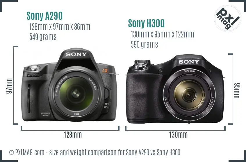Sony A290 vs Sony H300 size comparison
