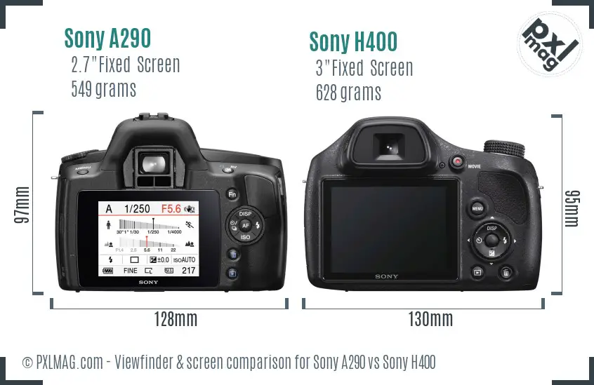 Sony A290 vs Sony H400 Screen and Viewfinder comparison