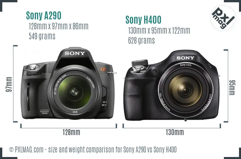 Sony A290 vs Sony H400 size comparison