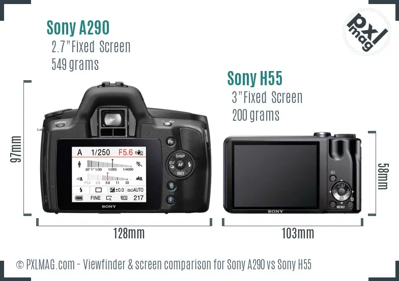 Sony A290 vs Sony H55 Screen and Viewfinder comparison