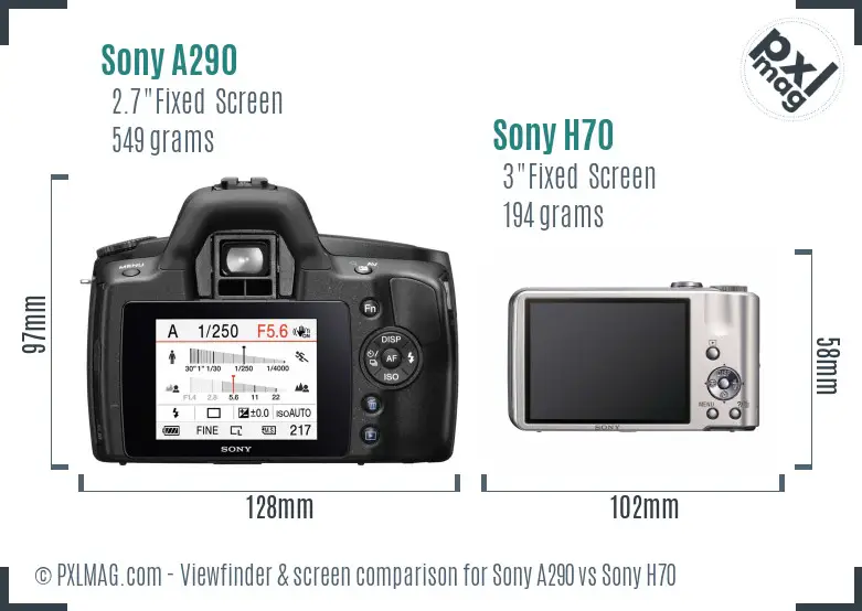 Sony A290 vs Sony H70 Screen and Viewfinder comparison