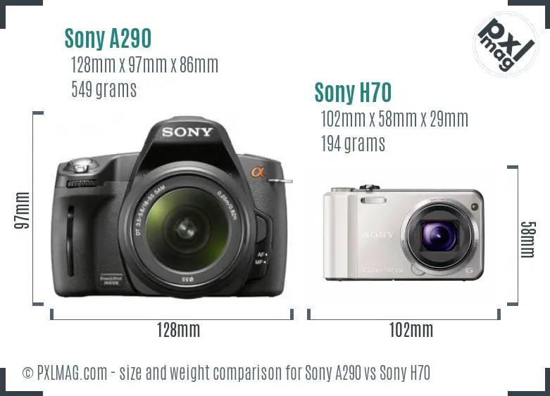 Sony A290 vs Sony H70 size comparison