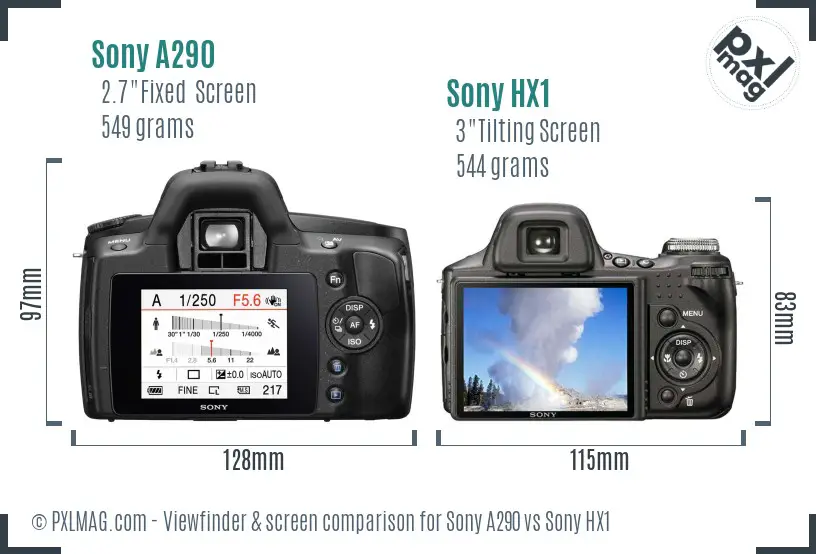 Sony A290 vs Sony HX1 Screen and Viewfinder comparison