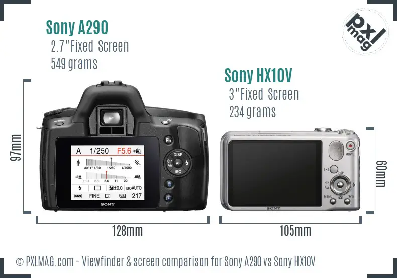 Sony A290 vs Sony HX10V Screen and Viewfinder comparison