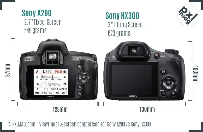 Sony A290 vs Sony HX300 Screen and Viewfinder comparison