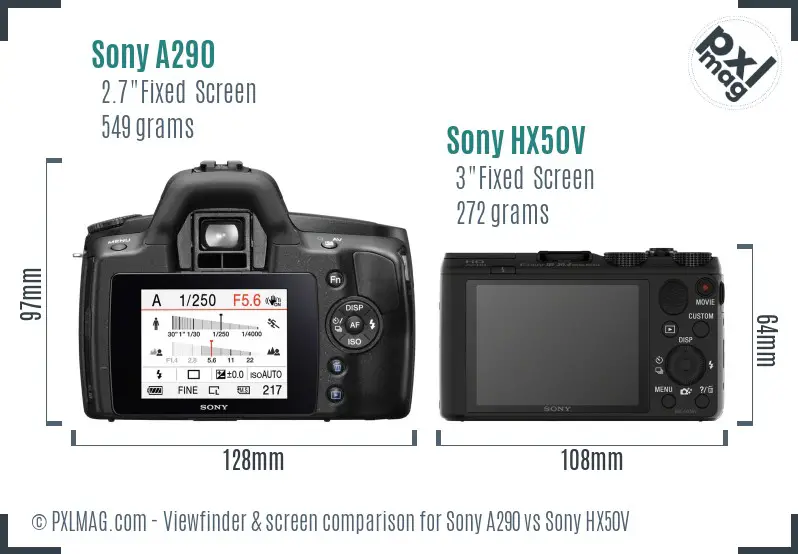 Sony A290 vs Sony HX50V Screen and Viewfinder comparison