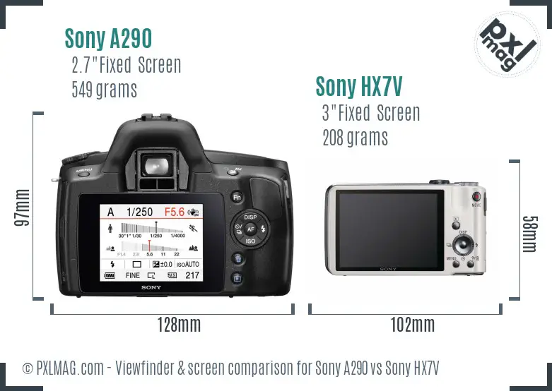 Sony A290 vs Sony HX7V Screen and Viewfinder comparison