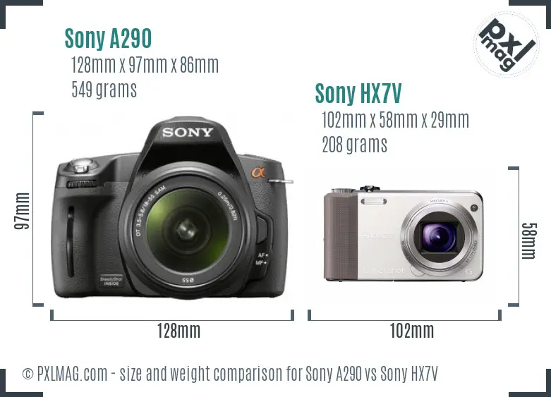 Sony A290 vs Sony HX7V size comparison
