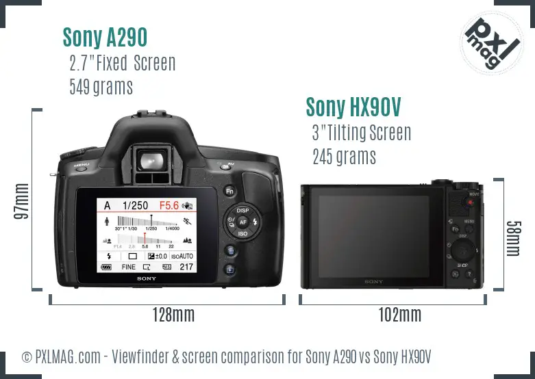Sony A290 vs Sony HX90V Screen and Viewfinder comparison