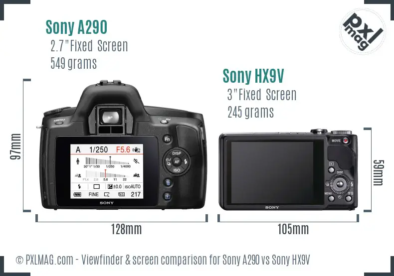 Sony A290 vs Sony HX9V Screen and Viewfinder comparison