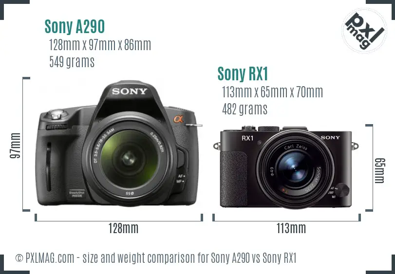 Sony A290 vs Sony RX1 size comparison