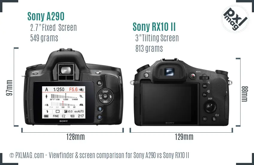 Sony A290 vs Sony RX10 II Screen and Viewfinder comparison