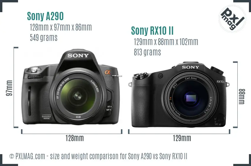 Sony A290 vs Sony RX10 II size comparison