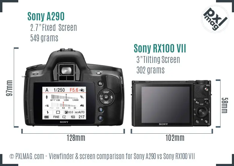 Sony A290 vs Sony RX100 VII Screen and Viewfinder comparison