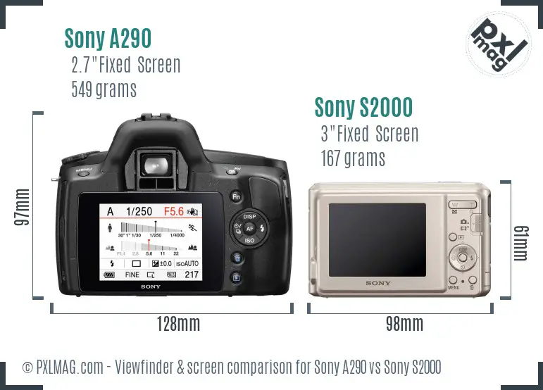 Sony A290 vs Sony S2000 Screen and Viewfinder comparison